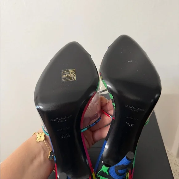 SAINT LAURENT LOLITA 95 FLORAL PRINT HEELS - Picture 5 of 5